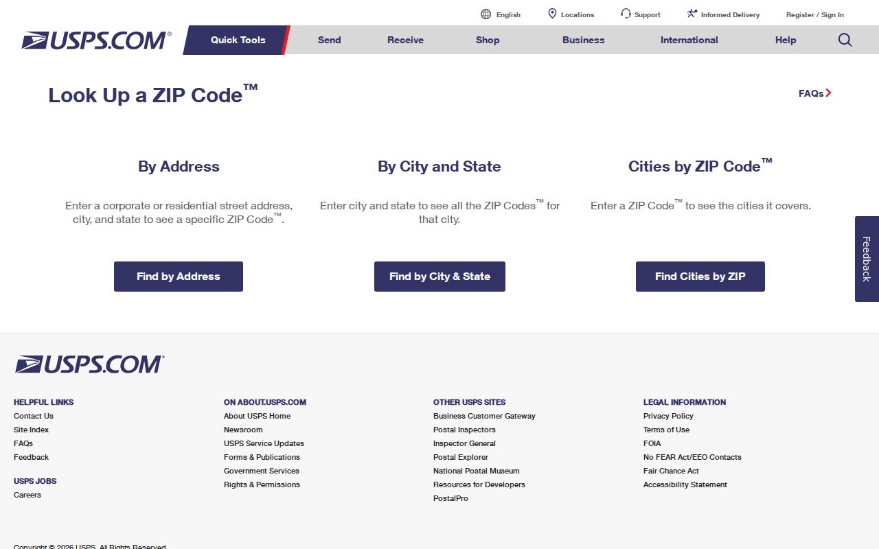Porterville ZIP code directory view of USPS address and ZIP lookup